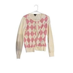 Vintage talbots pink and cream argyle sweater